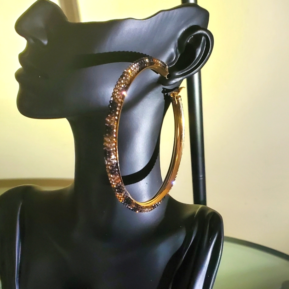 Leopard Blinged Hoops